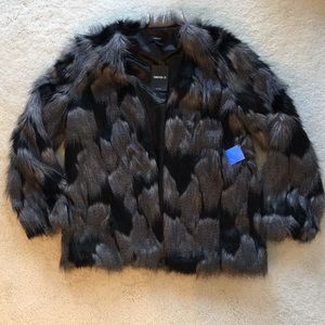 New Black Faux Fur Coat Forever 21 Party Size L